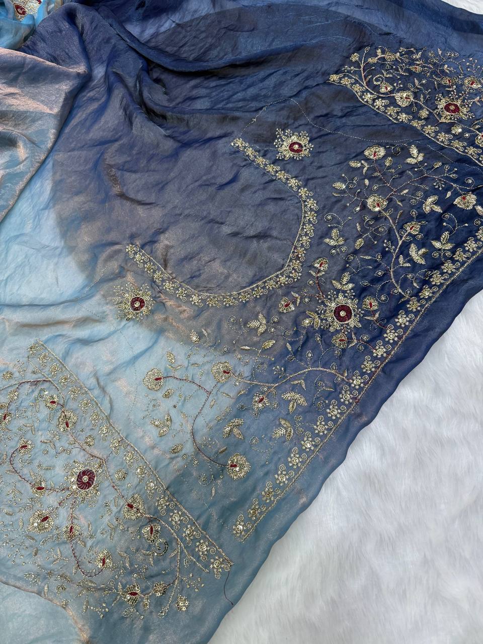 Premium two tone Space Silk Saree