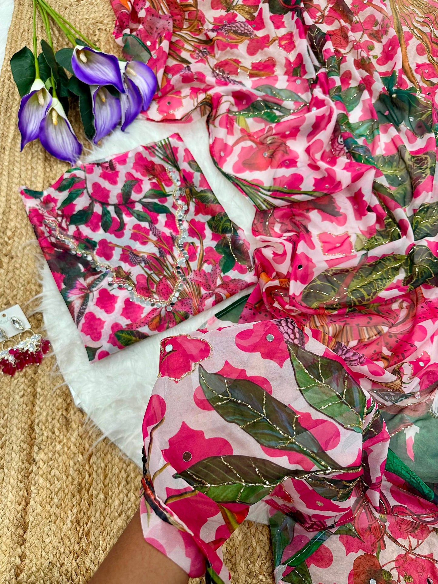 New Tebi silk with designer handwork saree