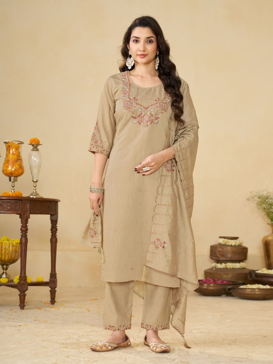 Marina Silk Multi Embroidery Thread With Hand Work Suit