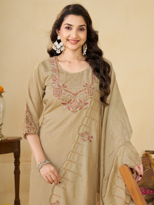 Marina Silk Multi Embroidery Thread With Hand Work Suit