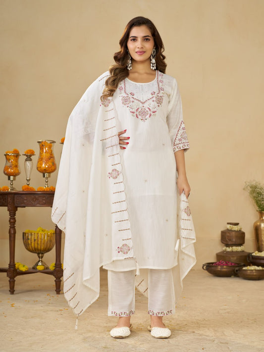 Marina Silk Multi Embroidery Thread With Hand Work Suit