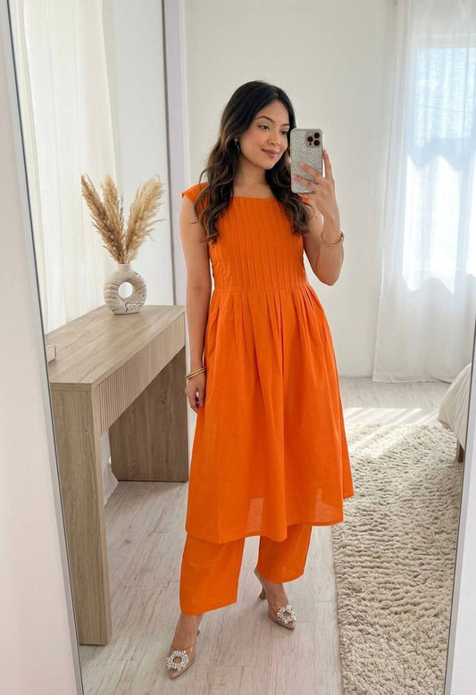 Magic slub cotton fully stitched top suit