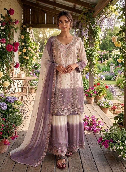 Launching New Đěsigner Party Wear Look Pur Heavy Dual Tone Suit