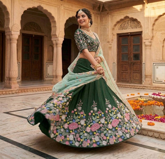 Launching 4 Meter Flared Premium Super Satin Silk Lehenga