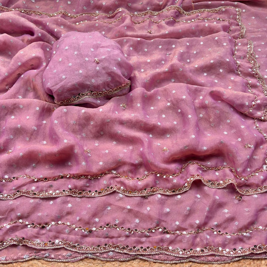 Pure N*C Butti Silk With Beautiful Original Rose Gold Saree