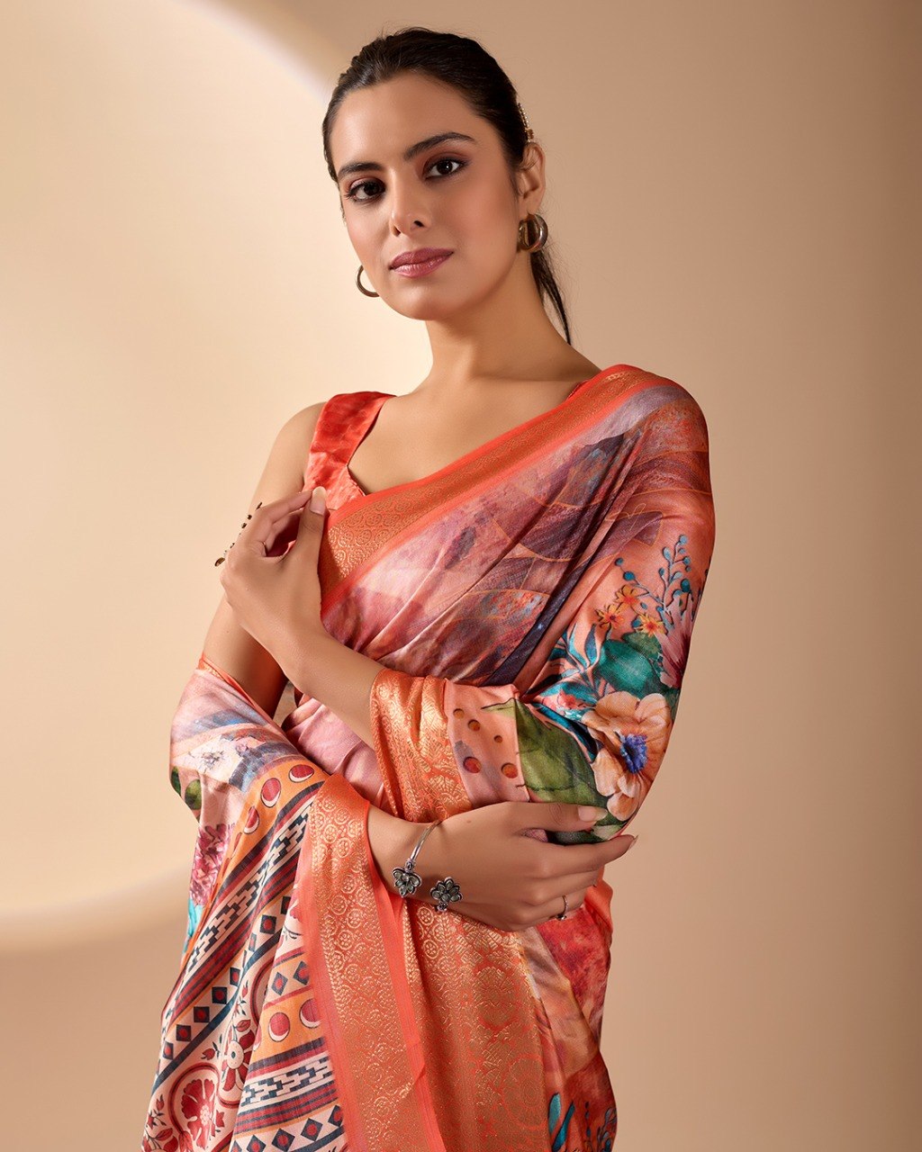 Soft Lichi Silk Saree adorned with elegant floral saree