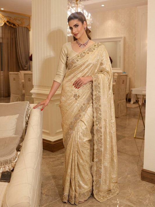 Wedding Wear Pure Kanjivarm Silk Beads Work Saree