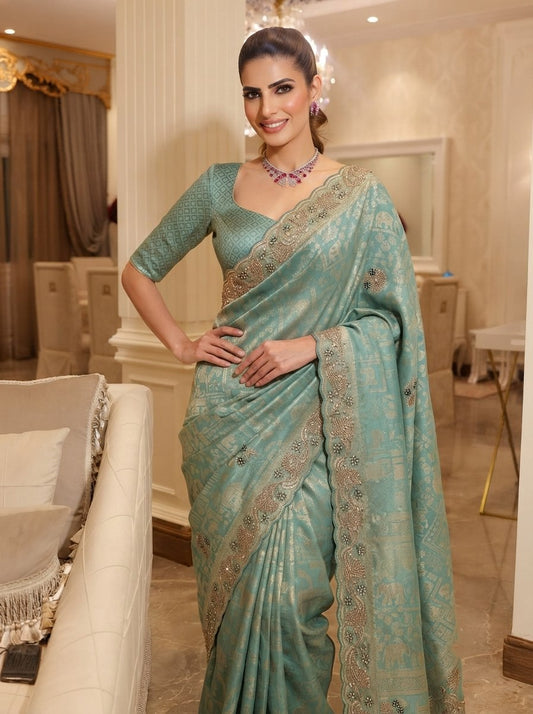Wedding Wear Pure Kanjivarm Silk Beads Work Saree