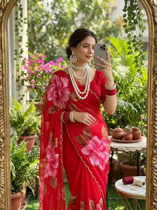 Pure soft alphino chiffon saree