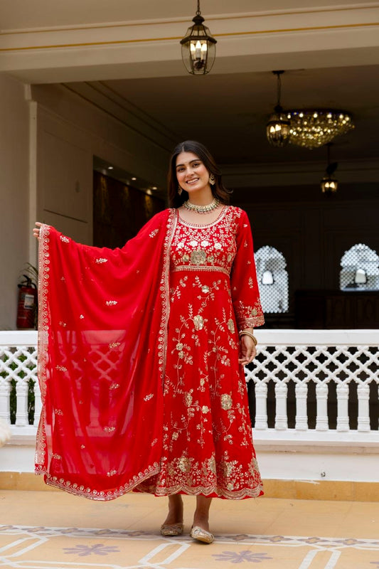READYMADE GOWN WITH PANT & DUPATTA SET