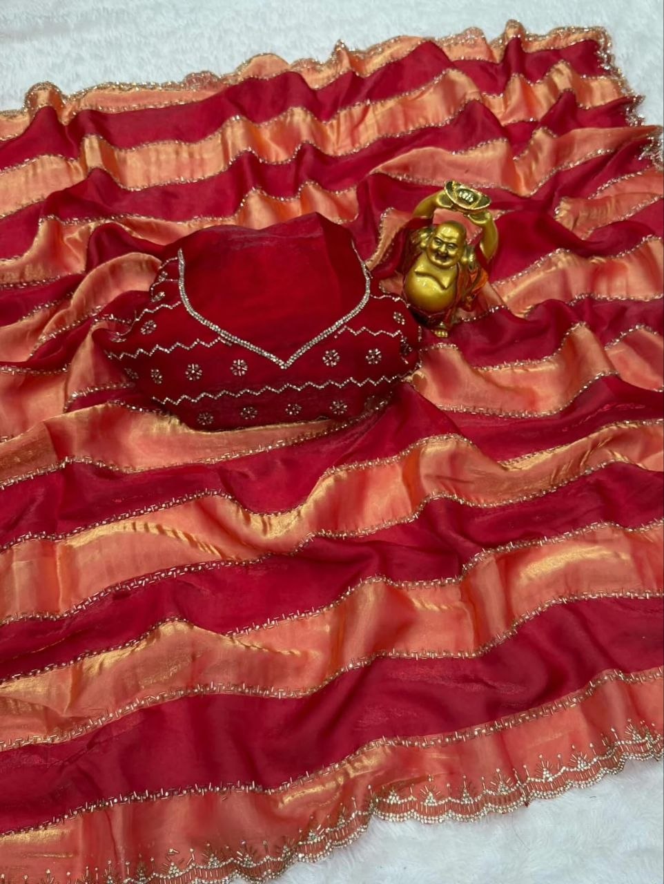 Space silk Blooming With jarkhan Work Saree