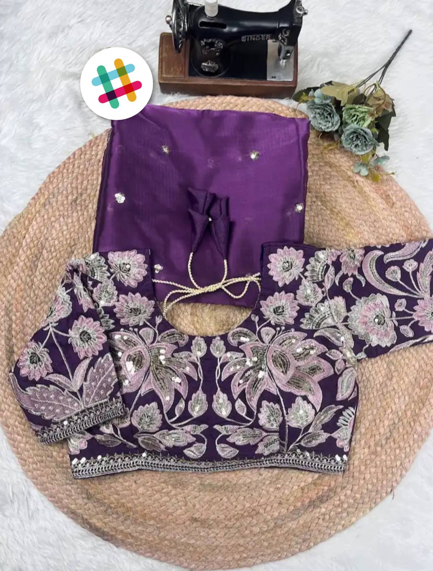 Art Satin Silk Sequins Embroidery Work Saree