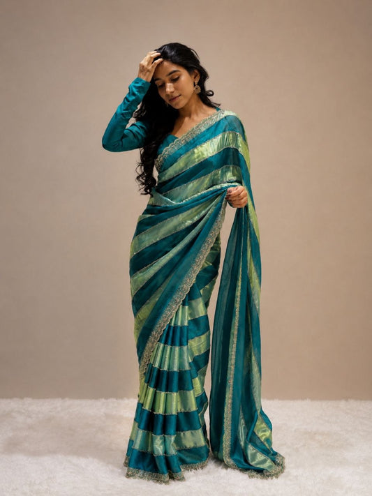 Space silk Blooming With jarkhan Work Saree