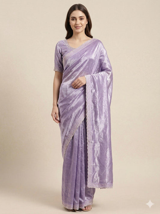 Space Silk Saree with Elegant Zarkan Diamond Work