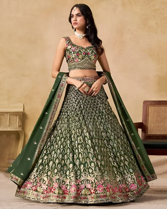 Sehen Sie umwerfend aus in diesem wunderschönen cremefarbenen Lehenga-Set