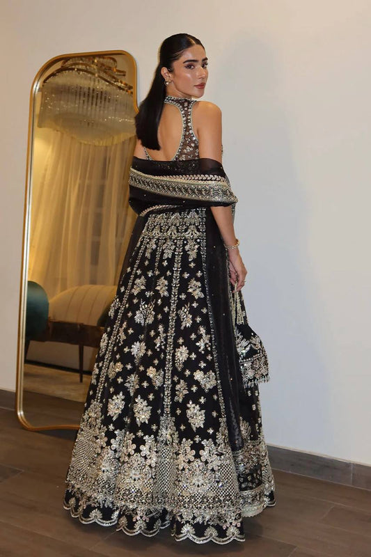 Chinon silk lehenga with zari sequins & dori work choli