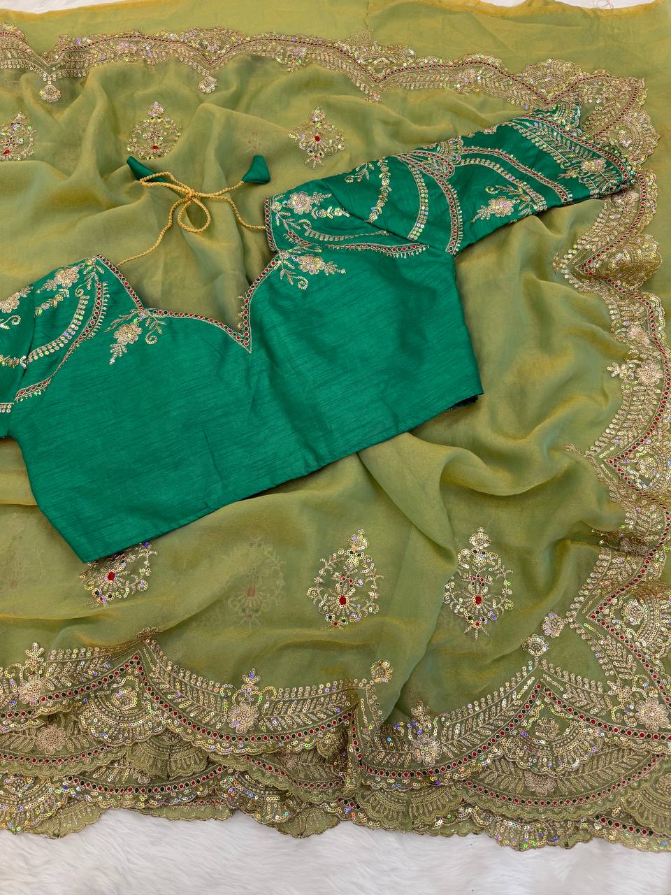 Premium moss chiffon Saree