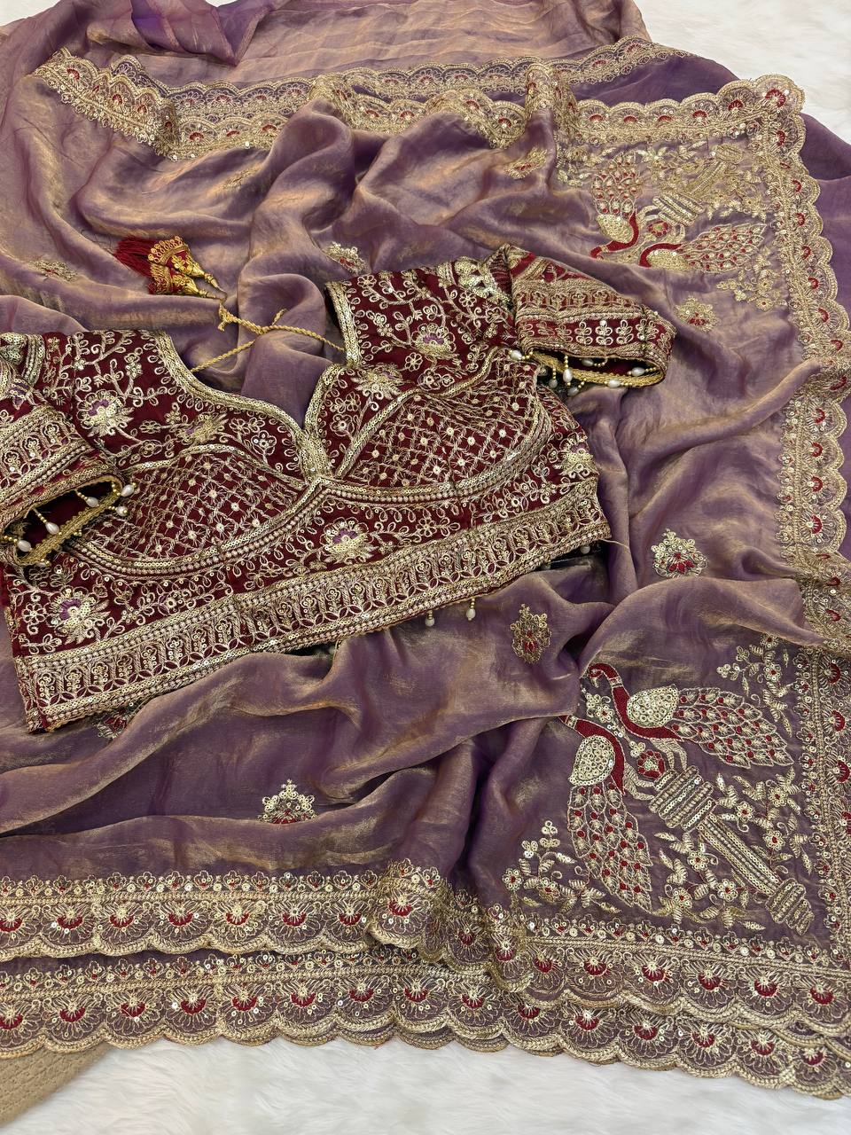 Presenting our stunning Space Satin Saree