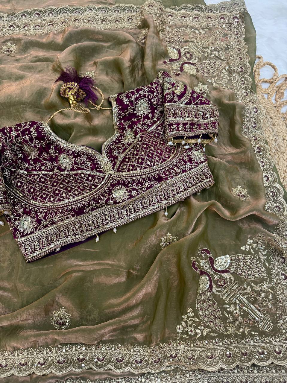 Presenting our stunning Space Satin Saree