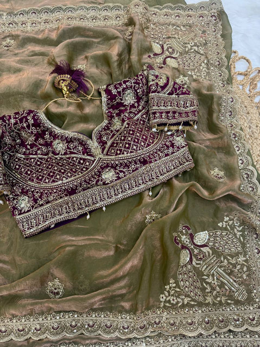 Presenting our stunning Space Satin Saree