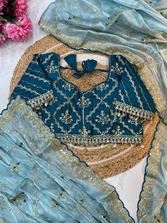 Pure soft Rimzim silk saree with beautiful embroidery