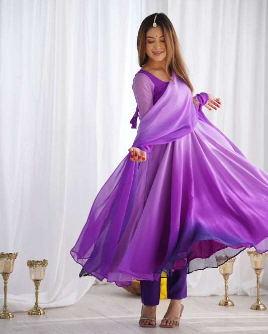 HEAVY PURE SOFT FOX GEORGETTE COLOURFULL PADDING GOWN