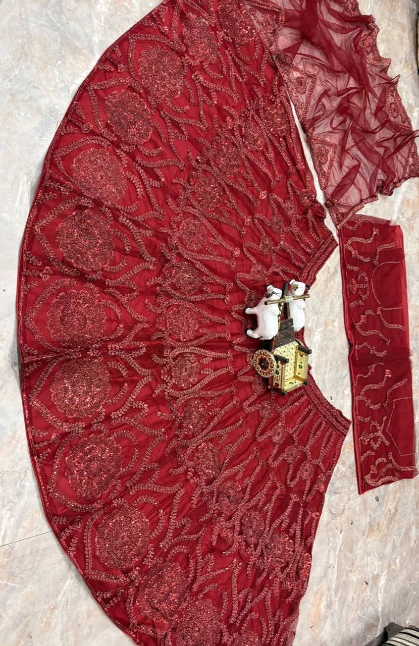 Premium Quality Butterfly Net Coding Sequence Work Lehenga