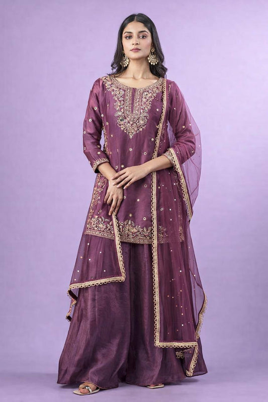 New Designer Party Top Pallazo & Dupatta Set