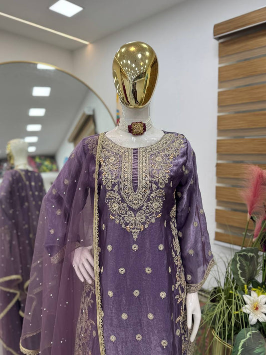 New Designer Party Top Pallazo & Dupatta Set