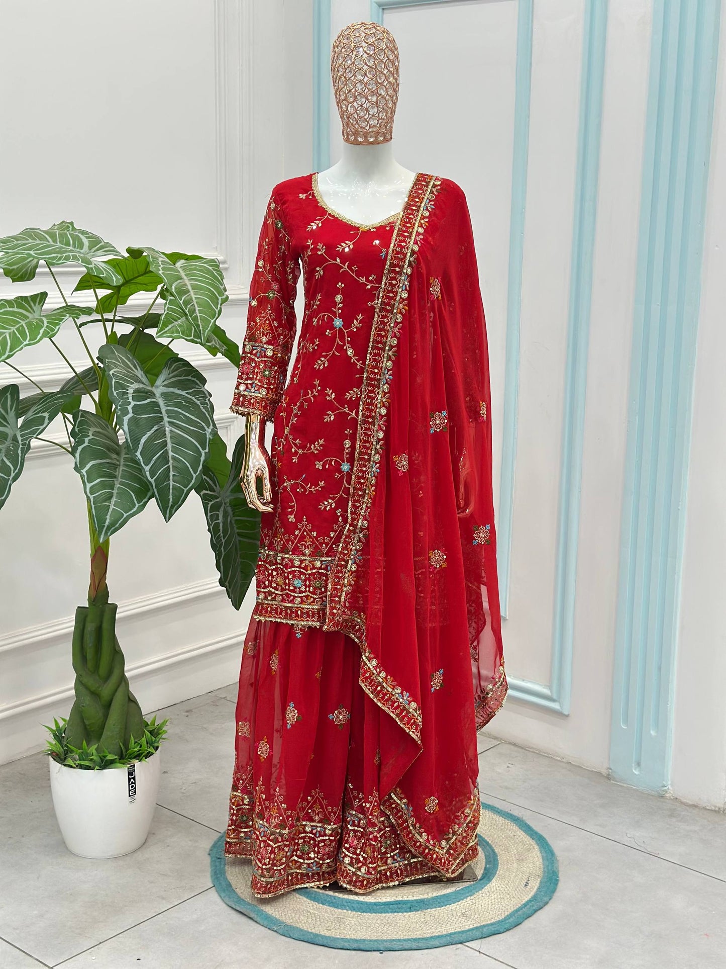 Faux Georgeet Embroidery Thread Sequence Zari