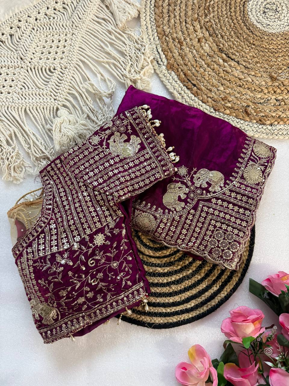 Pure Fandy satin material with c pallu embroidery work saree