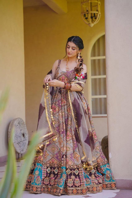 Digital printed Jimy organza silk suit