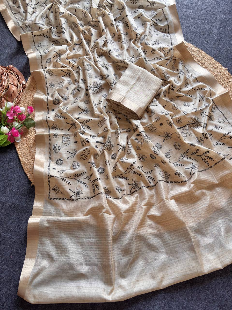Pure Tusser silk saree