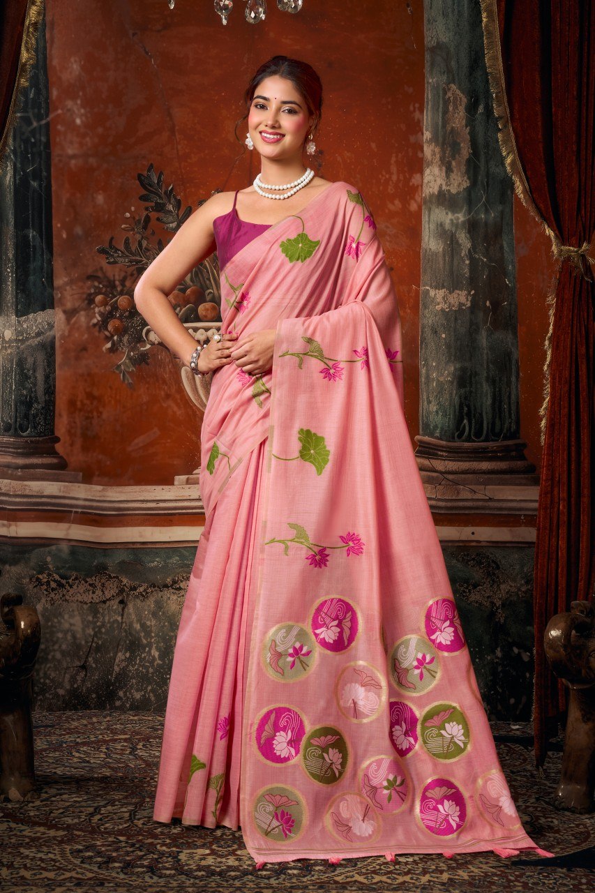 Khadi Cotton Multi Colour Extract Design Saree