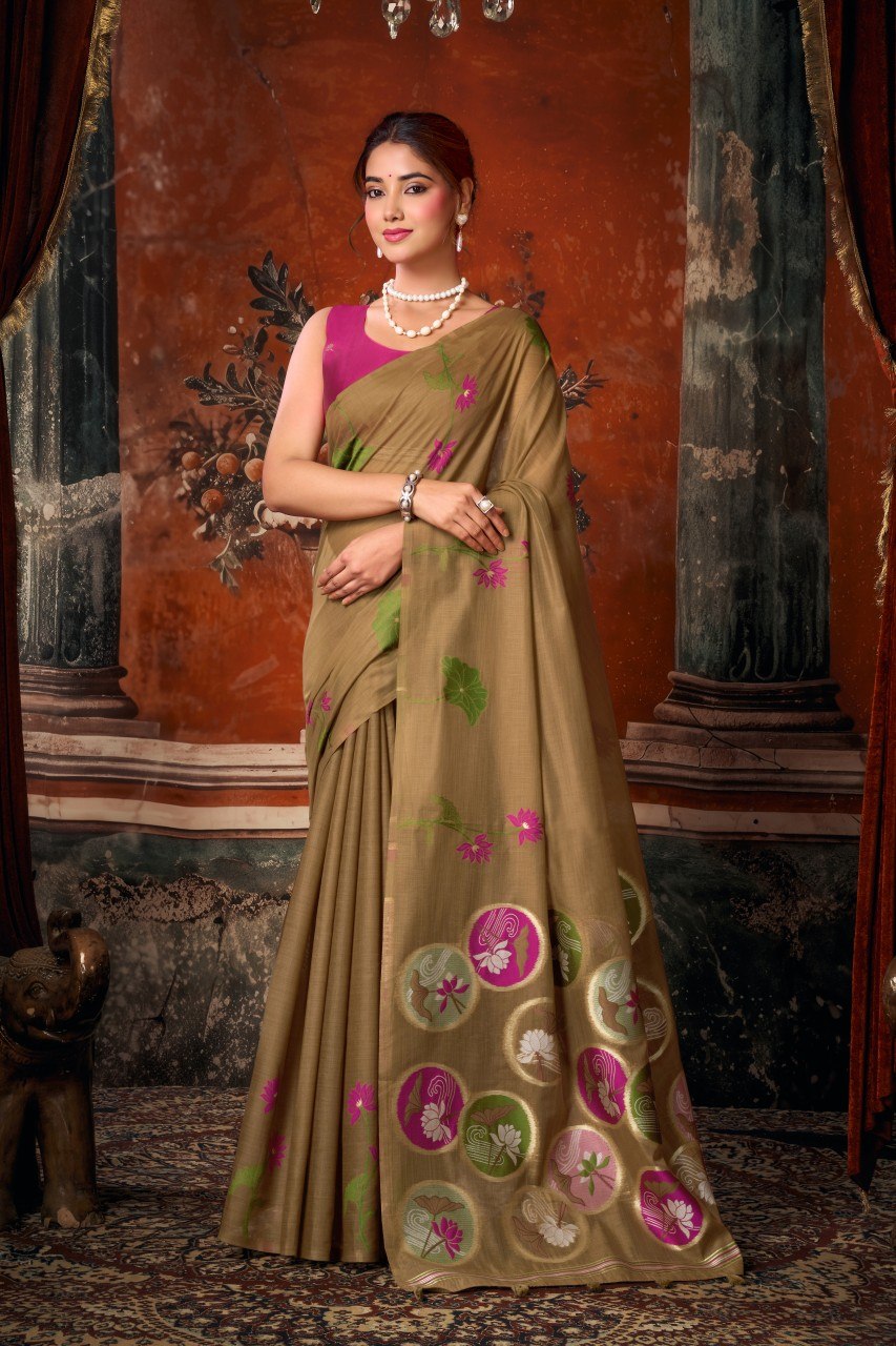 Khadi Cotton Multi Colour Extract Design Saree