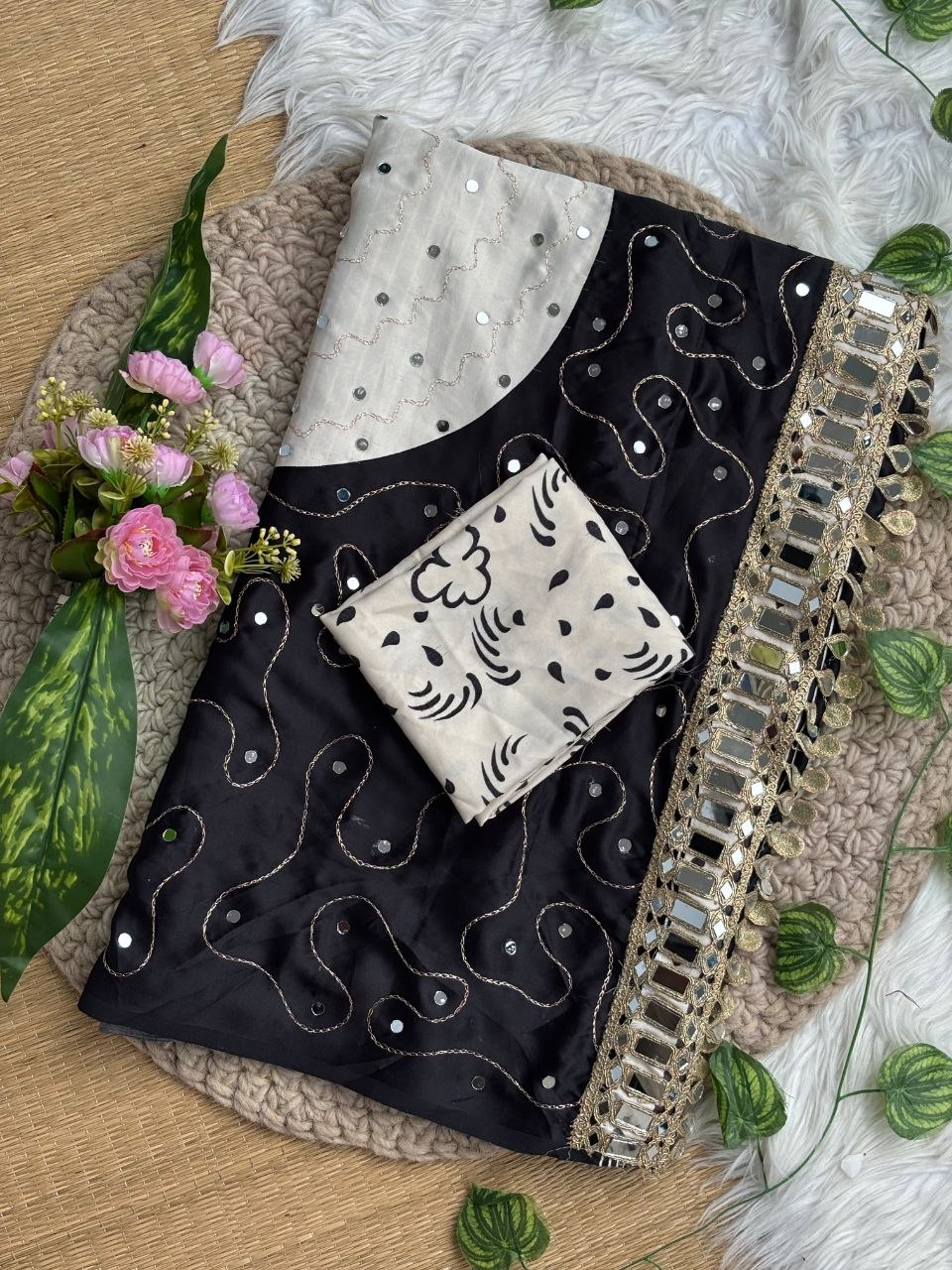 Very Soft and Elegant Rich look Semi Modal Silk Ajarak Print Saree
