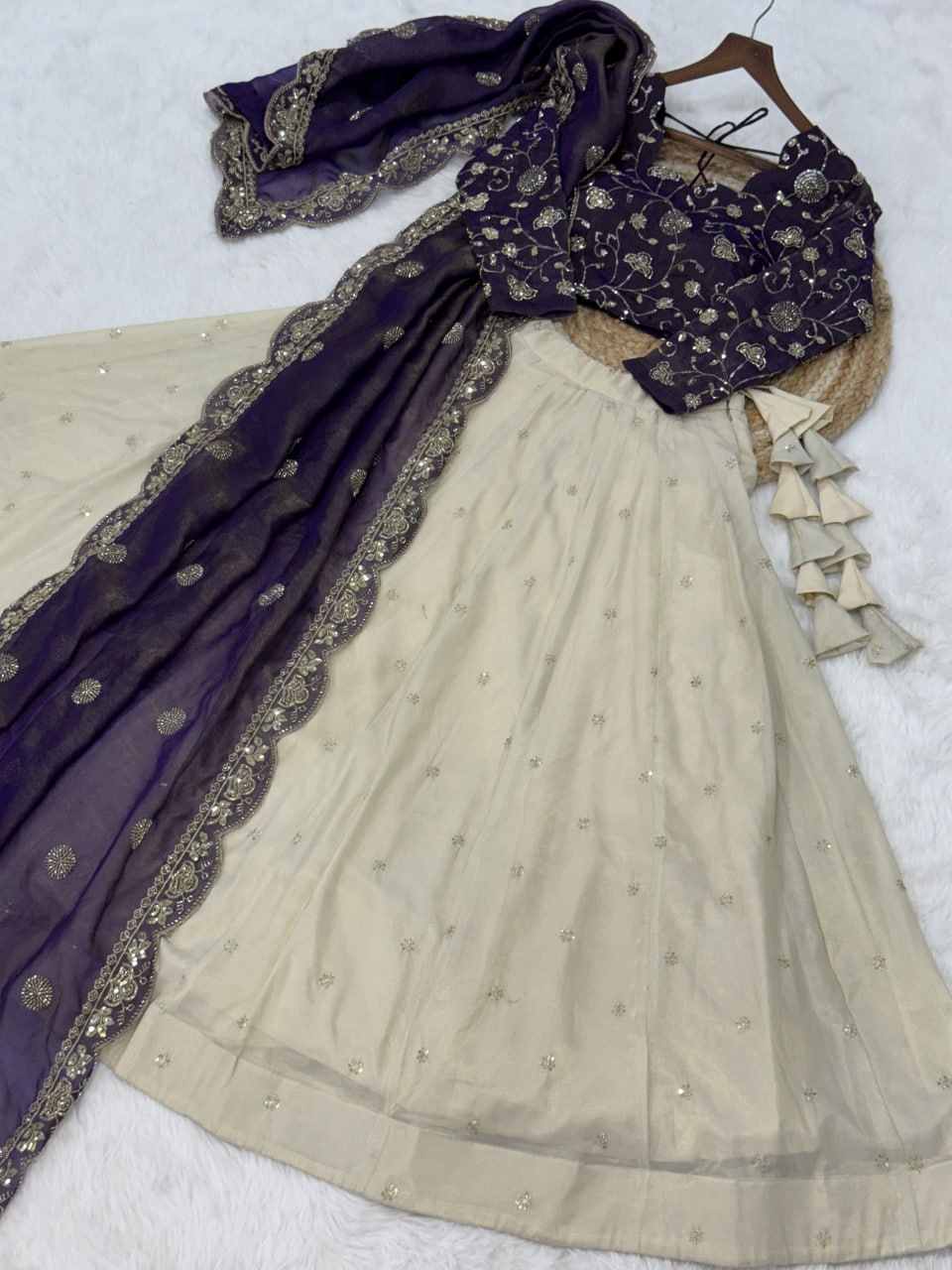Cosmos with Zari & Sequins Embroidered work lehenga