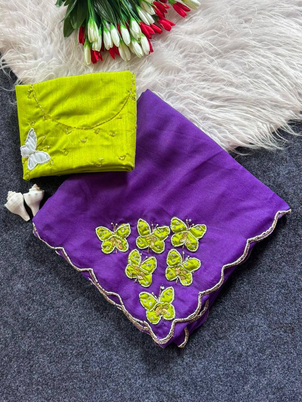 MOST VIREL INSTAGRAM HIT BUTTERFLY HANDWORK SAREE