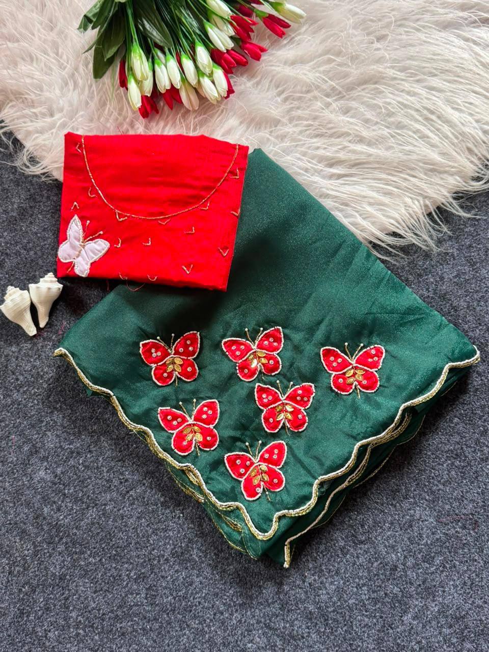 MOST VIREL INSTAGRAM HIT BUTTERFLY HANDWORK SAREE