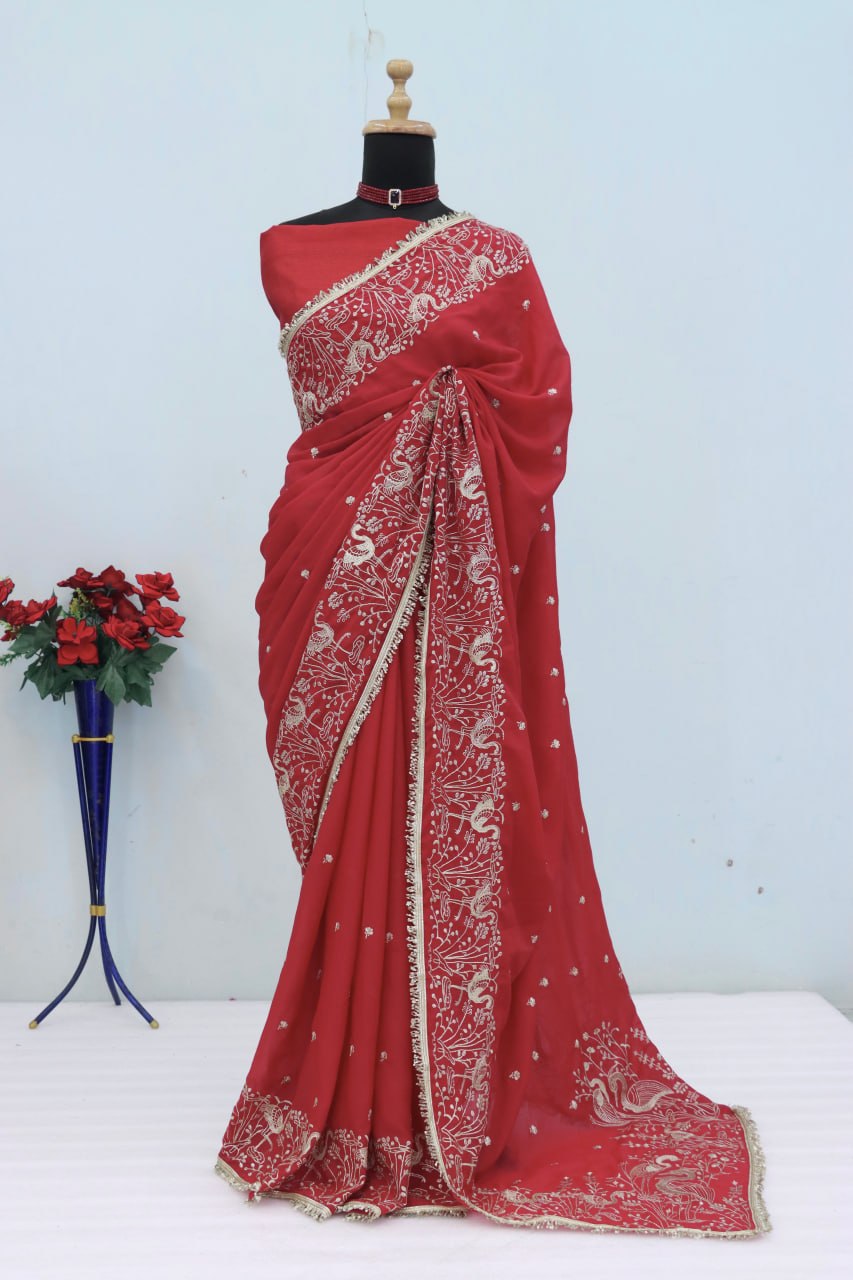 Premium & Classic Designer Soft Star Geogette Saree