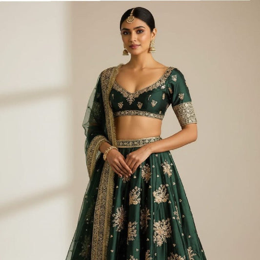 Premium French Crepe Rich Zari Sequence Lehenga Choli