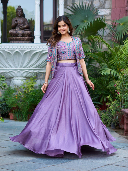 Vichitra Gorgeous Lehenga Choli with Embroidery Koti