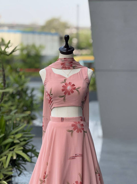 Einführung eines 4 Meter ausgestellten Coding Sequins Work Lehenga