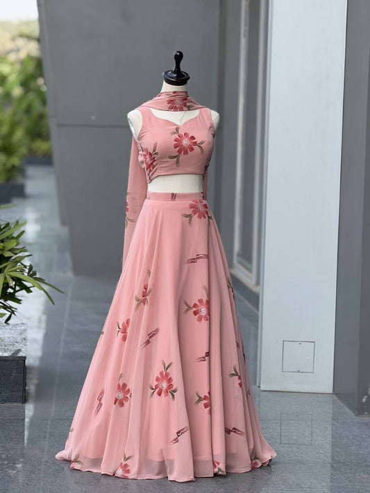 Einführung eines 4 Meter ausgestellten Coding Sequins Work Lehenga