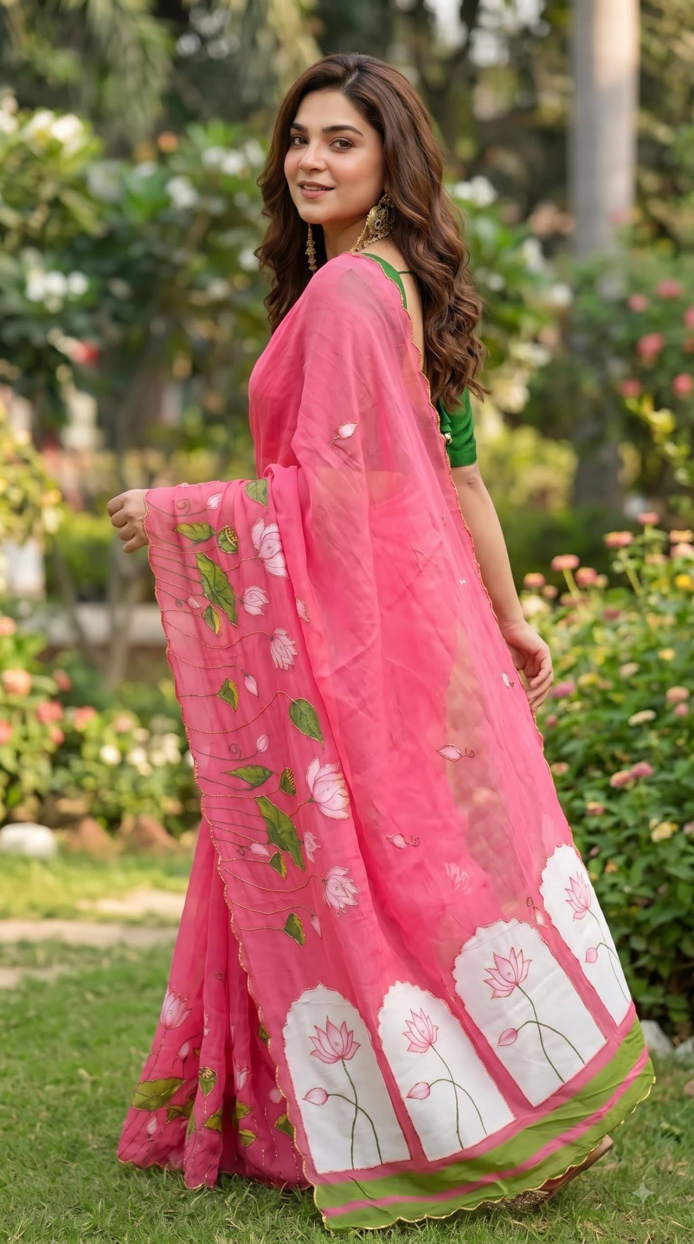 Soft pure Georgette handwork sarees