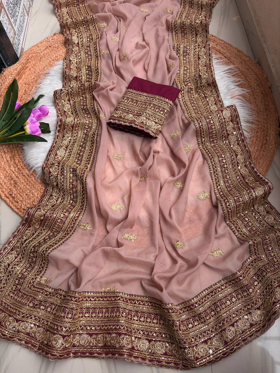 Pure star Georgett saree