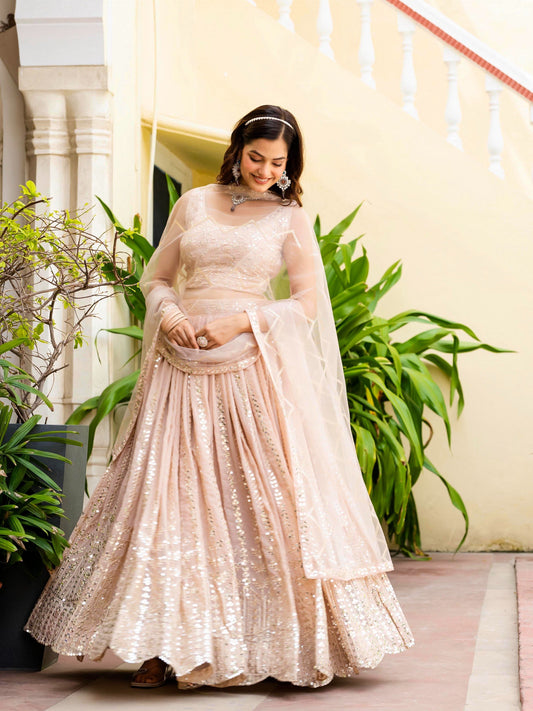 Faux Georgette STUNNING SKY BLUE LEHENGA CHOLI SET