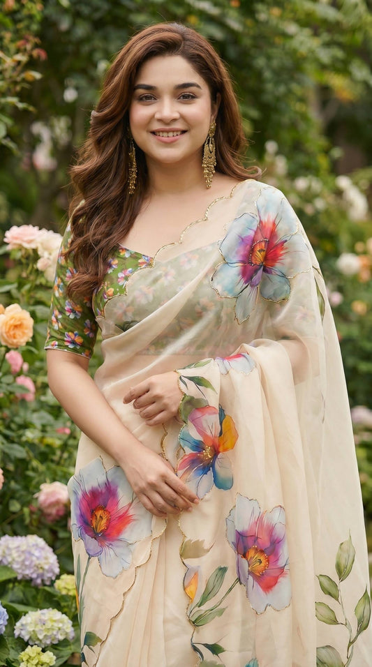 Soft pure Georgette handwork sarees