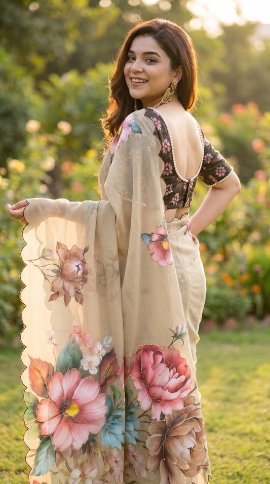 Soft pure Georgette handwork sarees