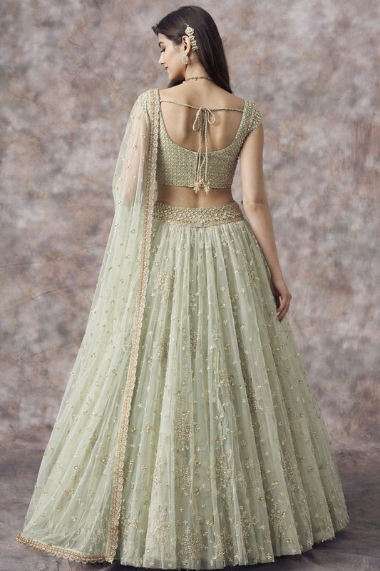 Soft Net Zari Sequence & Embroidery Lehenga